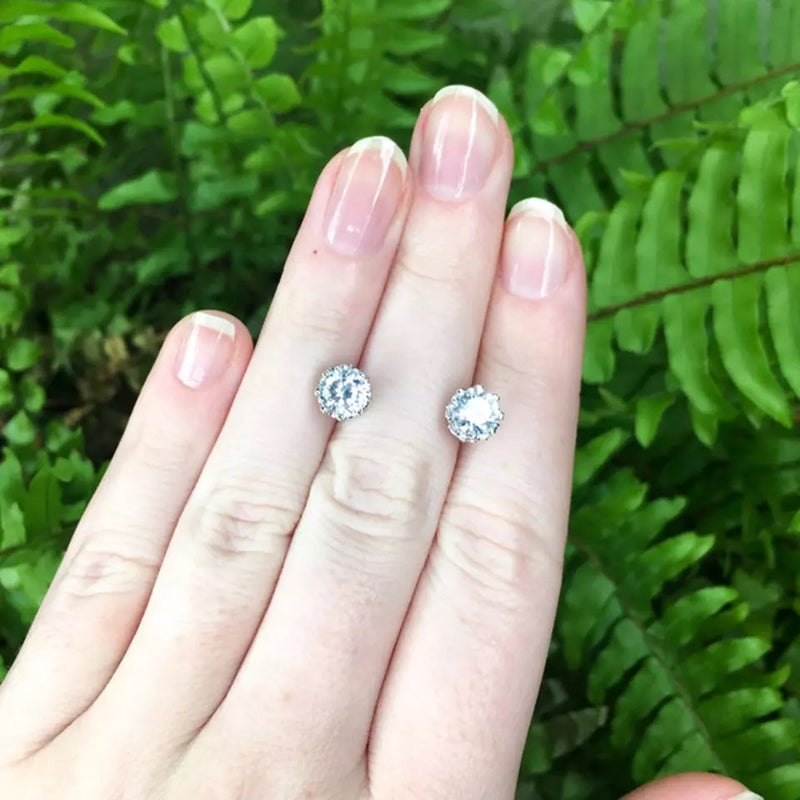 High Quality Sterling Silver Diamond Stud Zircon Earrings