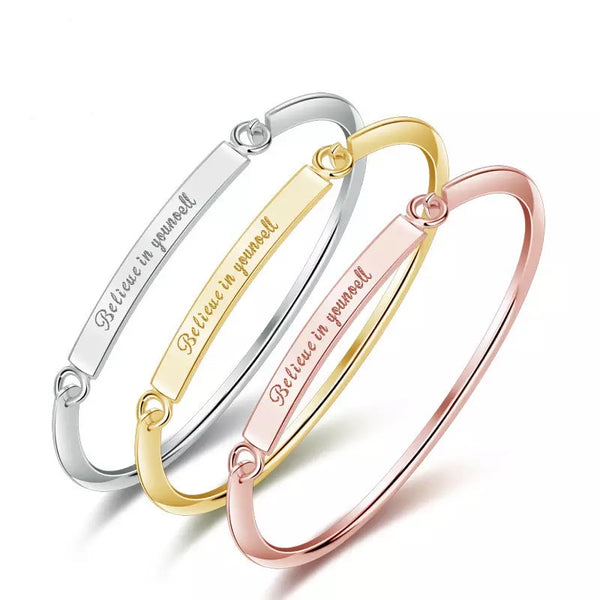 Believe In Yourself Fashionable Open Cuff Bangle For Women