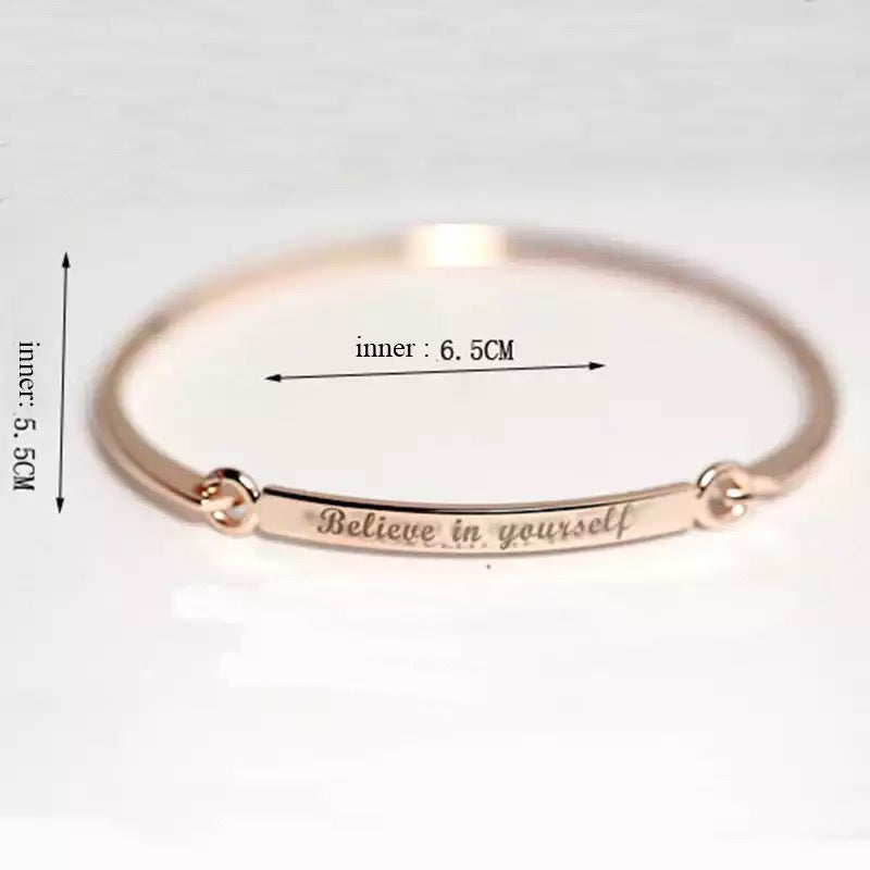 Believe In Yourself Fashionable Open Cuff Bangle For Women