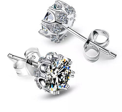High Quality Sterling Silver Diamond Stud Zircon Earrings