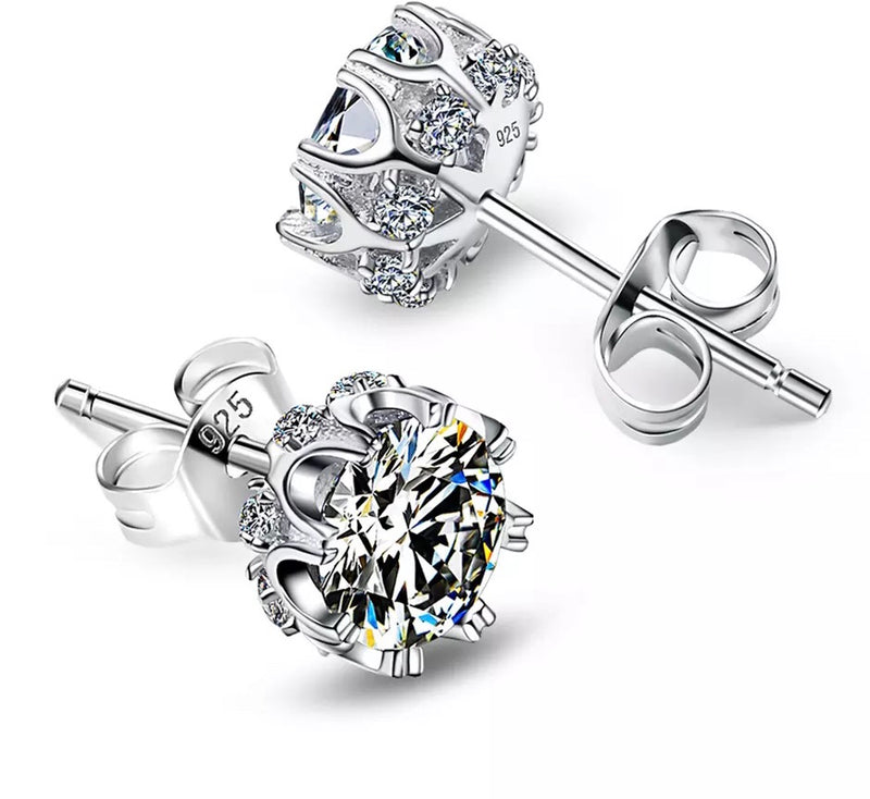 High Quality Sterling Silver Diamond Stud Zircon Earrings