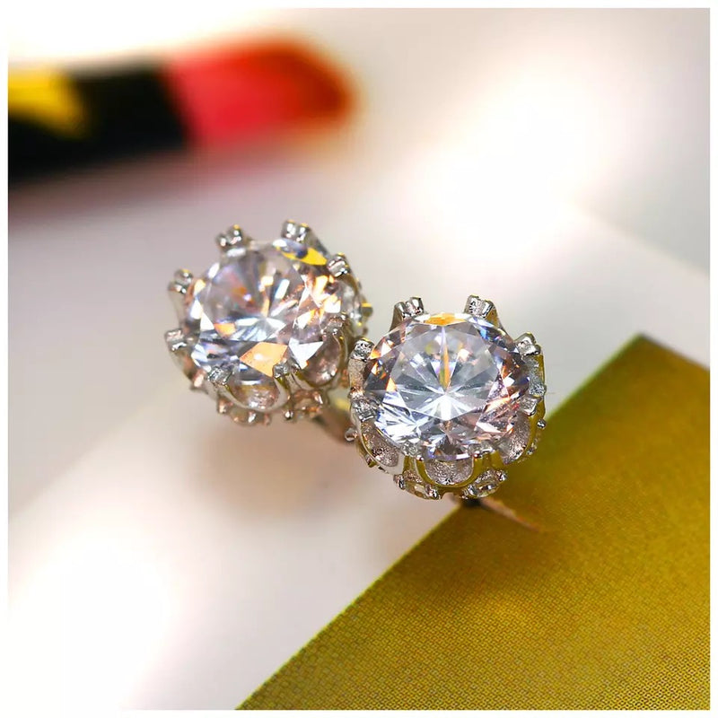 High Quality Sterling Silver Diamond Stud Zircon Earrings