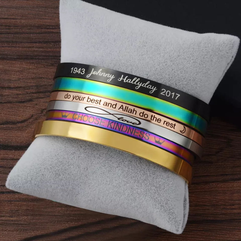 Laser Engraved Positive Inspirational Quote Mantra Bracelets