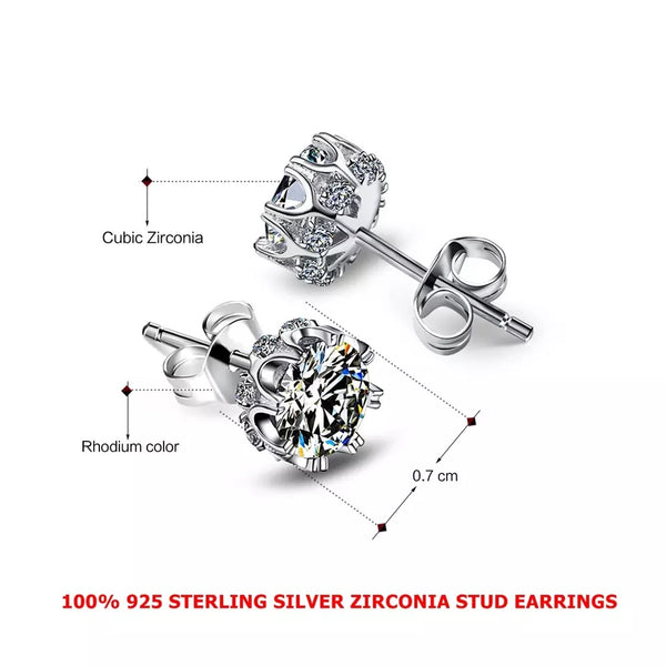 High Quality Sterling Silver Diamond Stud Zircon Earrings