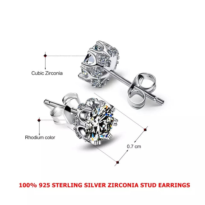 High Quality Sterling Silver Diamond Stud Zircon Earrings