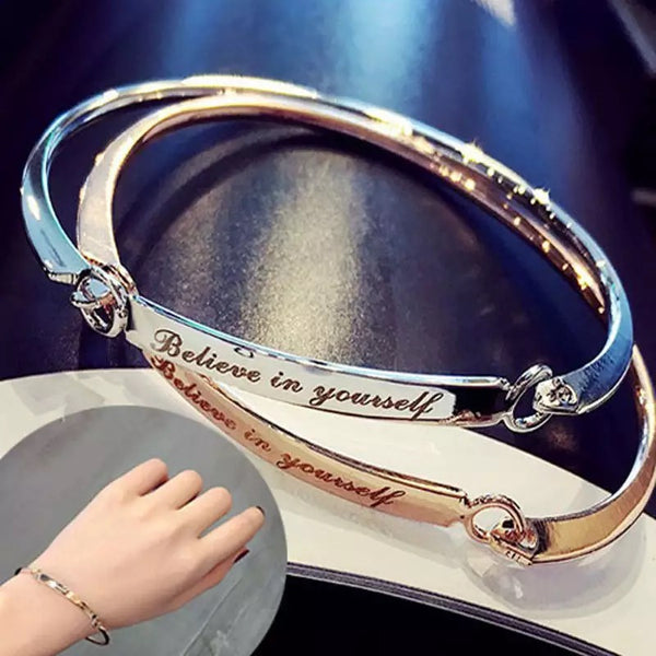 Believe In Yourself Fashionable Open Cuff Bangle For Women