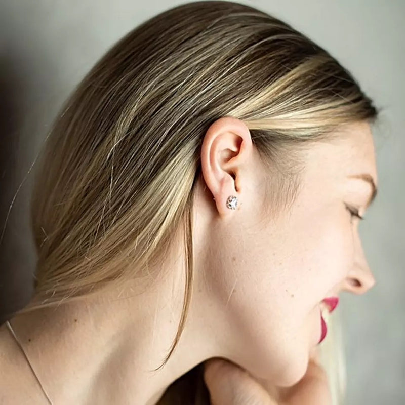 High Quality Sterling Silver Diamond Stud Zircon Earrings