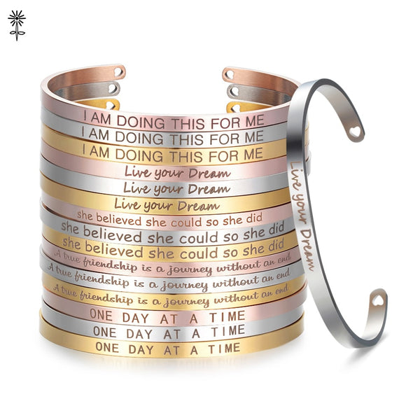 Laser Engraved Positive Inspirational Quote Mantra Bracelets