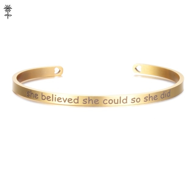 Laser Engraved Positive Inspirational Quote Mantra Bracelets
