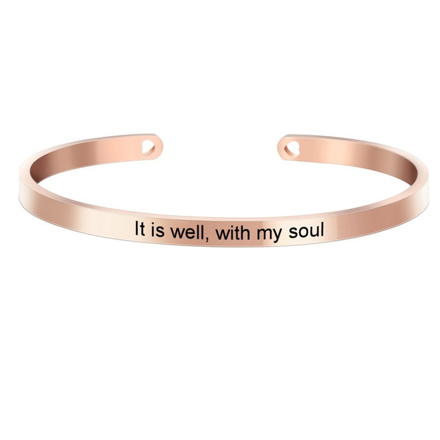 Laser Engraved Positive Inspirational Quote Mantra Bracelets