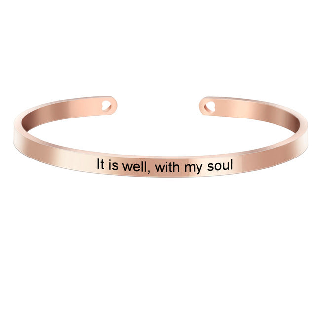 Laser Engraved Positive Inspirational Quote Mantra Bracelets