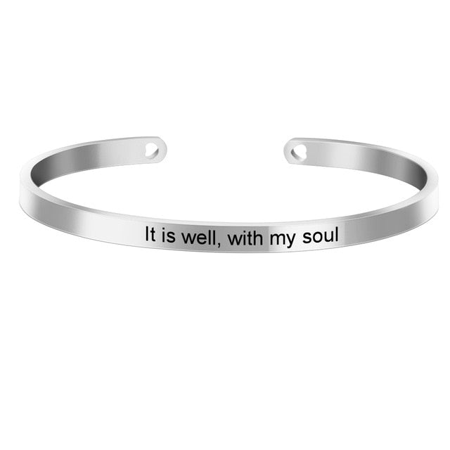 Laser Engraved Positive Inspirational Quote Mantra Bracelets
