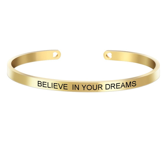 Laser Engraved Positive Inspirational Quote Mantra Bracelets