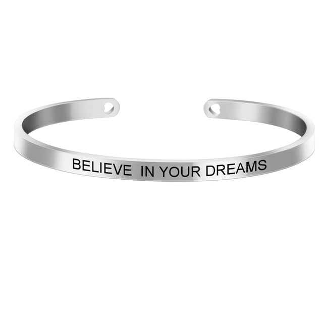 Laser Engraved Positive Inspirational Quote Mantra Bracelets