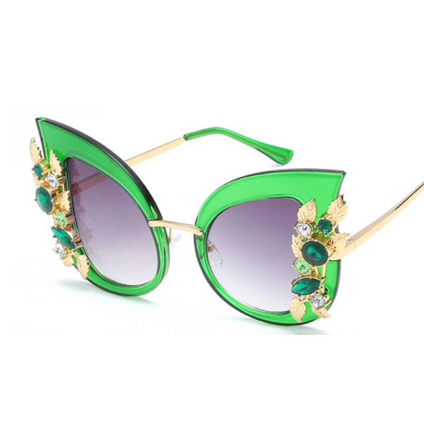 Fashionable Butterfly Green Diamond Sunglasses