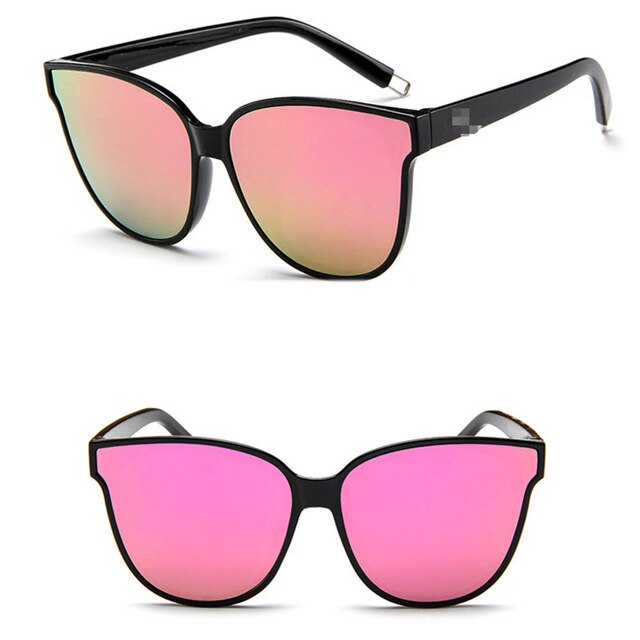 Designer Flat Top Oversized Mirror Sun Cat Eye Glasses
