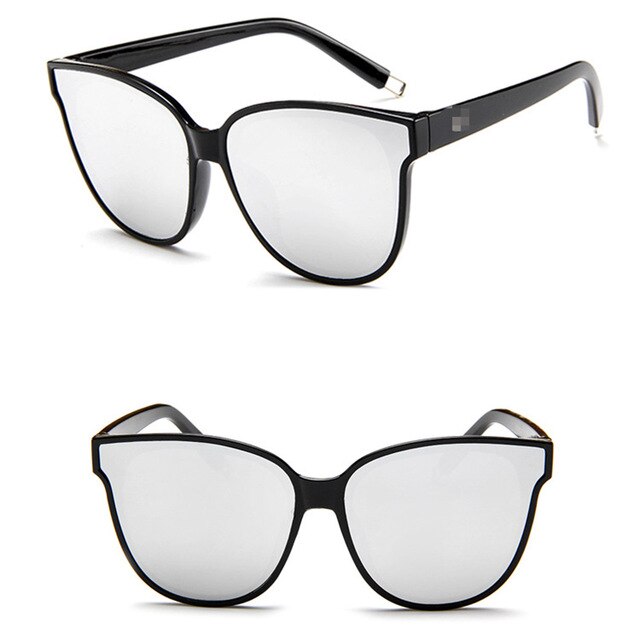 Designer Flat Top Oversized Mirror Sun Cat Eye Glasses