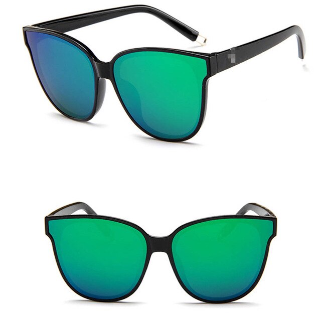 Designer Flat Top Oversized Mirror Sun Cat Eye Glasses