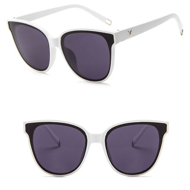 Designer Flat Top Oversized Mirror Sun Cat Eye Glasses