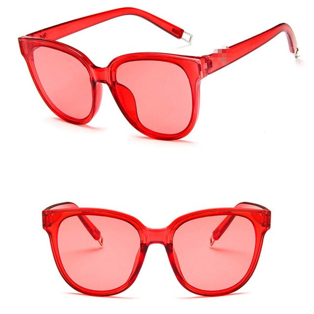 Designer Flat Top Oversized Mirror Sun Cat Eye Glasses