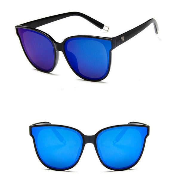 Designer Flat Top Oversized Mirror Sun Cat Eye Glasses