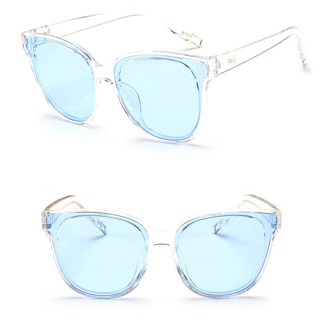 Designer Flat Top Oversized Mirror Sun Cat Eye Glasses