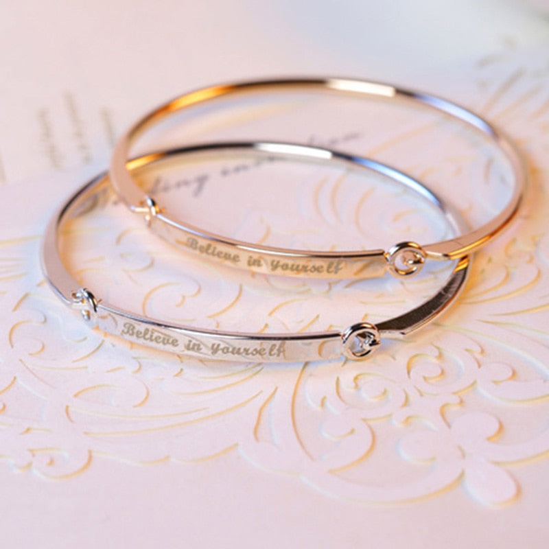 Believe In Yourself Fashionable Open Cuff Bangle For Women