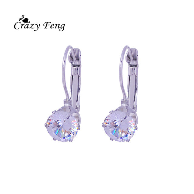 Fashion Cubic Zirconia Drop Hoop Earrings