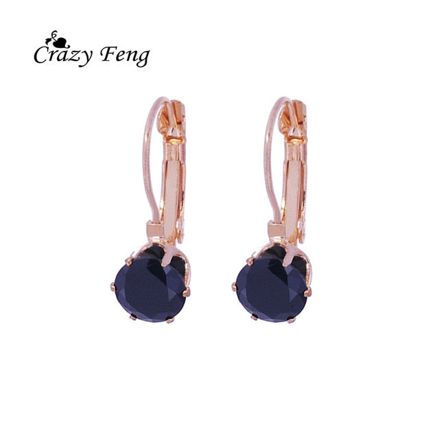 Fashion Cubic Zirconia Drop Hoop Earrings