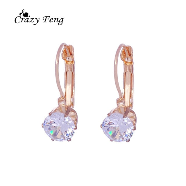 Fashion Cubic Zirconia Drop Hoop Earrings