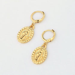 Gold Virgin Mary Hoop Earring