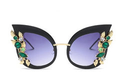Fashionable Butterfly Green Diamond Sunglasses