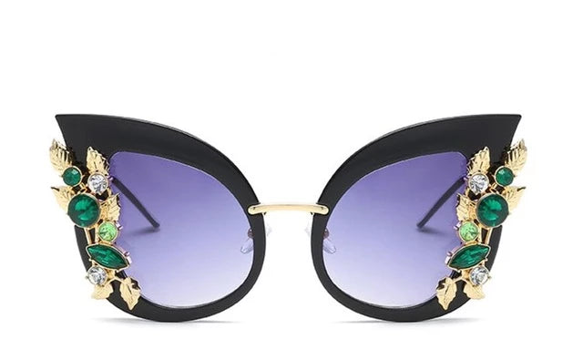 Fashionable Butterfly Green Diamond Sunglasses