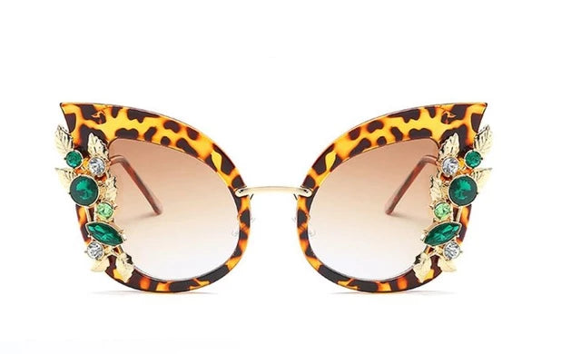 Fashionable Butterfly Green Diamond Sunglasses