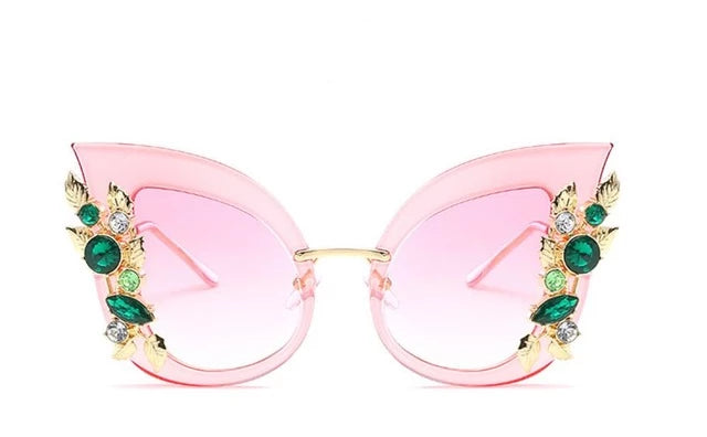 Fashionable Butterfly Green Diamond Sunglasses
