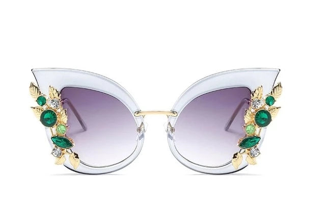 Fashionable Butterfly Green Diamond Sunglasses