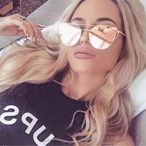 Aviation Metal Frame  Cateye Mirror Sunglasses
