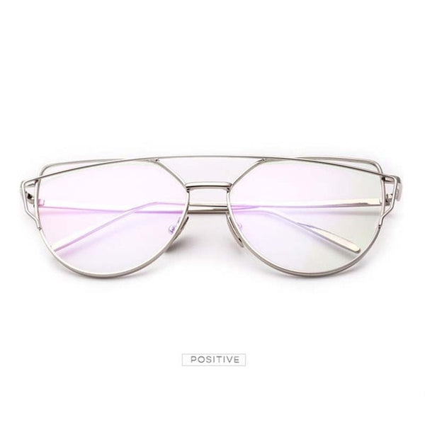 Aviation Metal Frame  Cateye Mirror Sunglasses